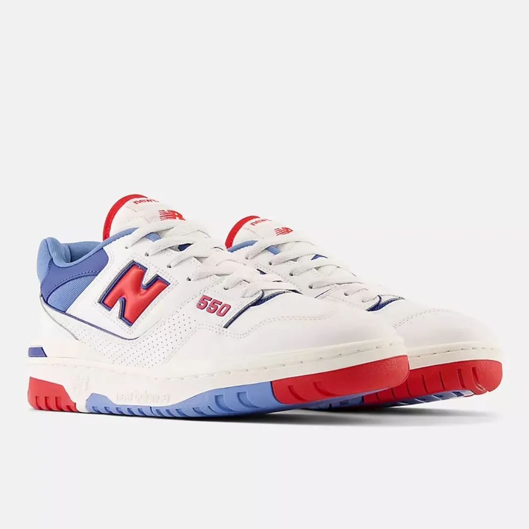 550 Sneaker (White + True Red + Atlantic Blue)