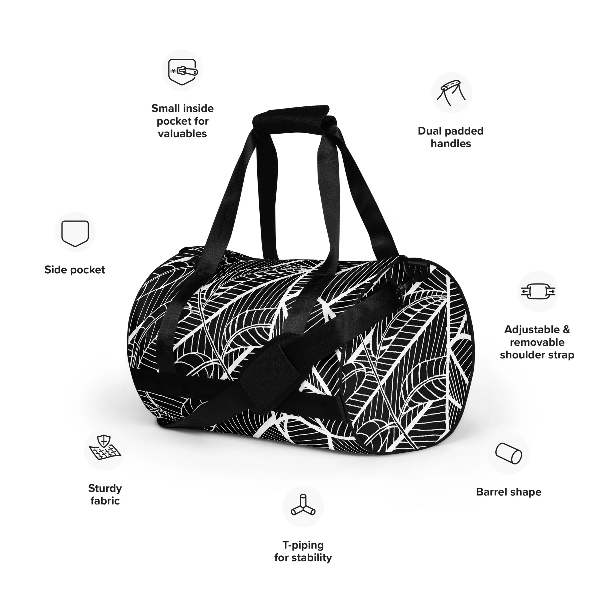 All-over print gym bag – Pecan Leaves Underwater