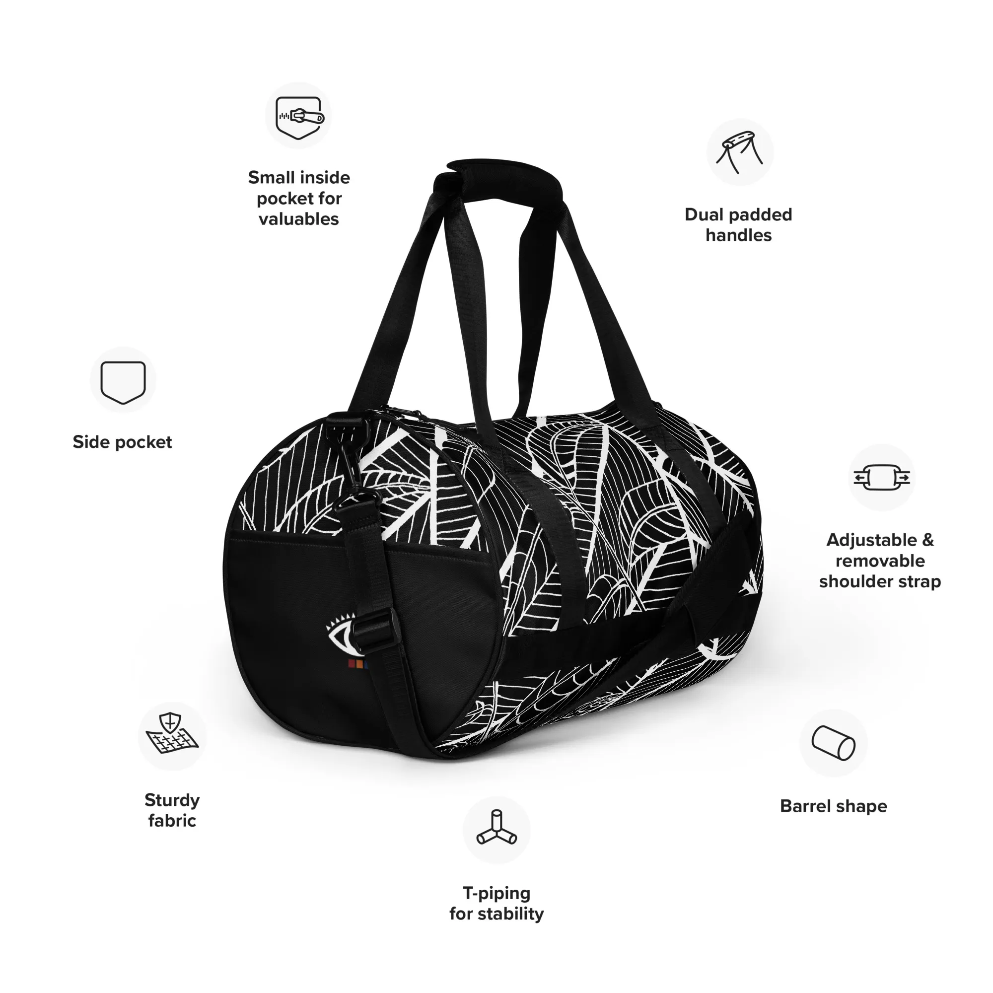 All-over print gym bag – Pecan Leaves Underwater