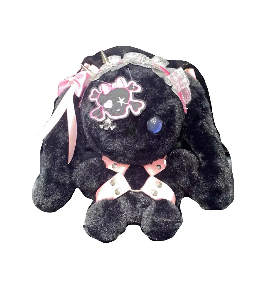 Black rock bunny stuffed toy bag