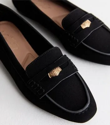 Black Suedette Penny Loafers New Look