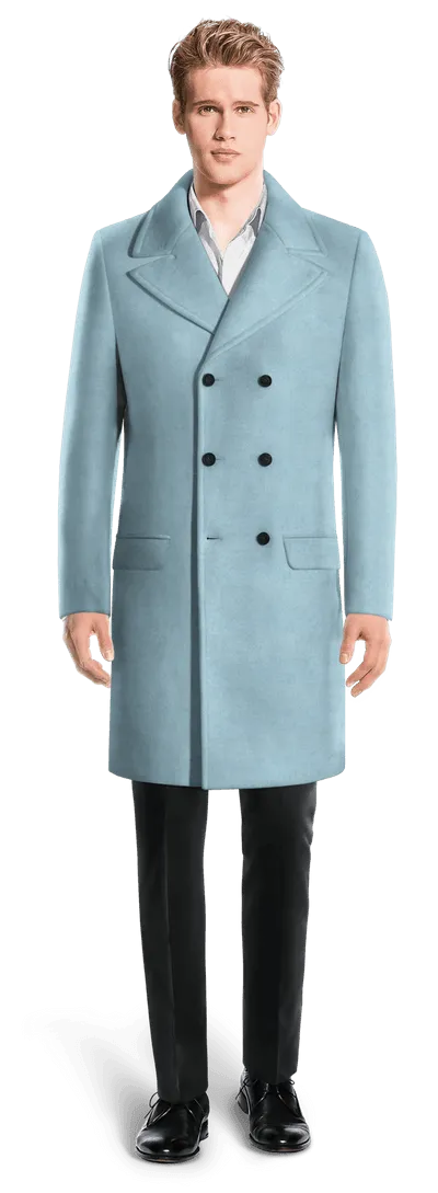 Blue Long Double Breasted Coat