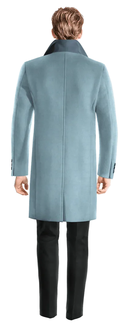 Blue Long Double Breasted Coat