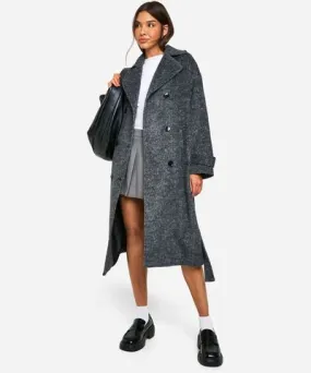 boohoo Womens Brushed Oversized Wool Look Coat