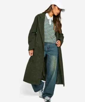 boohoo Womens Textured Oversized Wool Look Coat