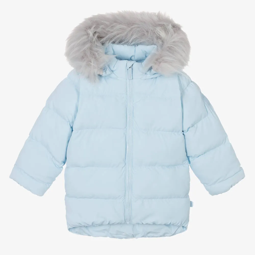 Boys Blue Hooded Puffer Coat