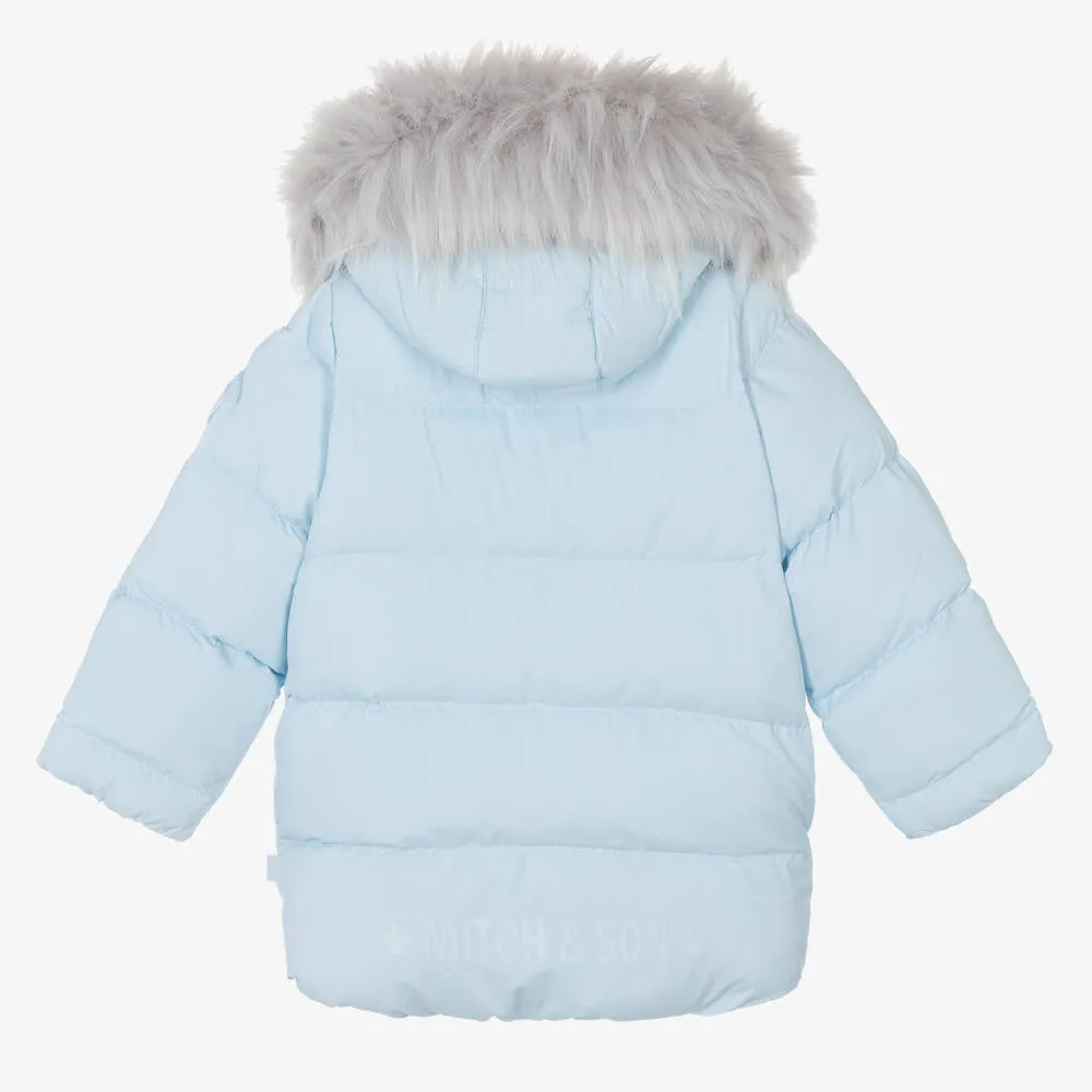 Boys Blue Hooded Puffer Coat