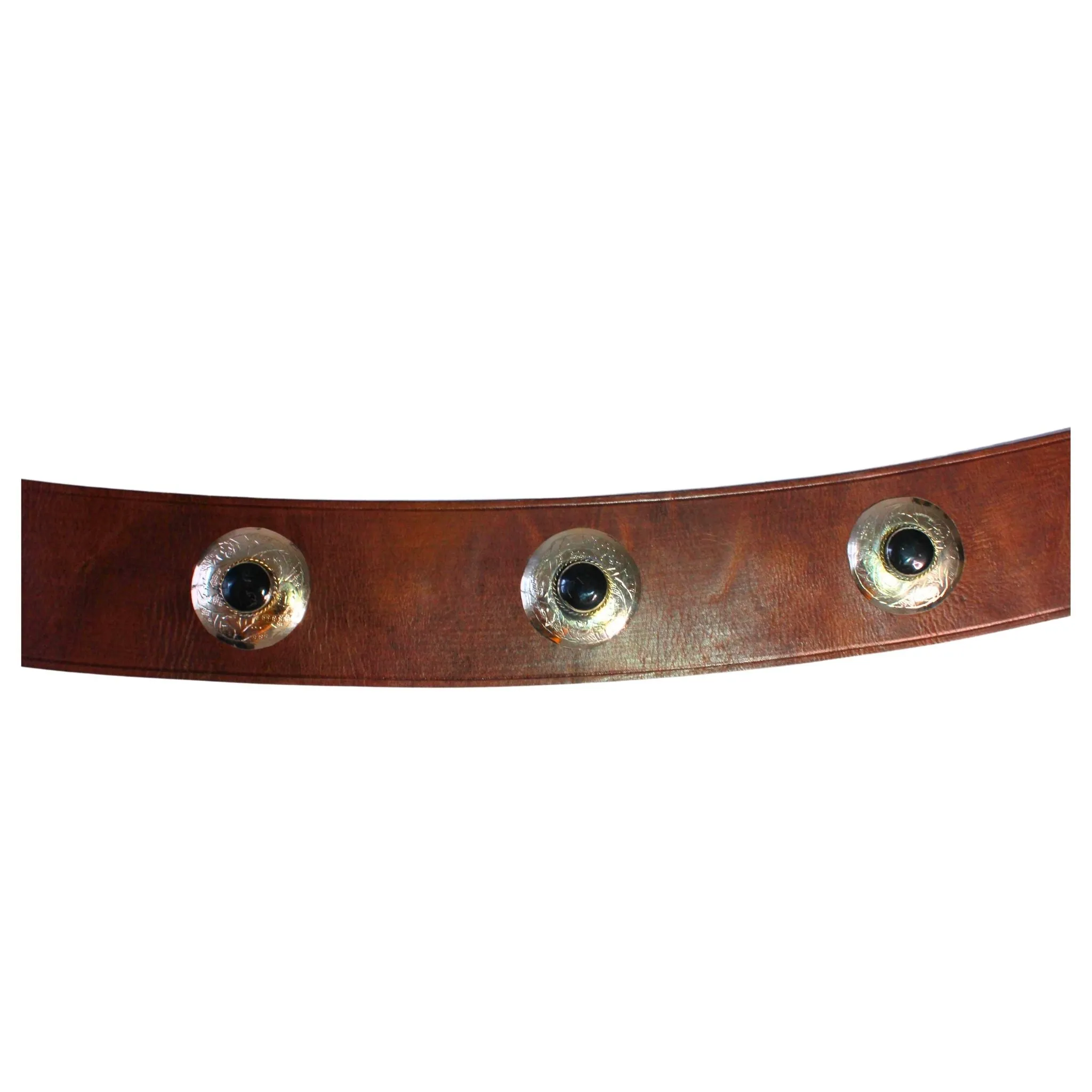 Brown Leather Belt with Black Metal Details