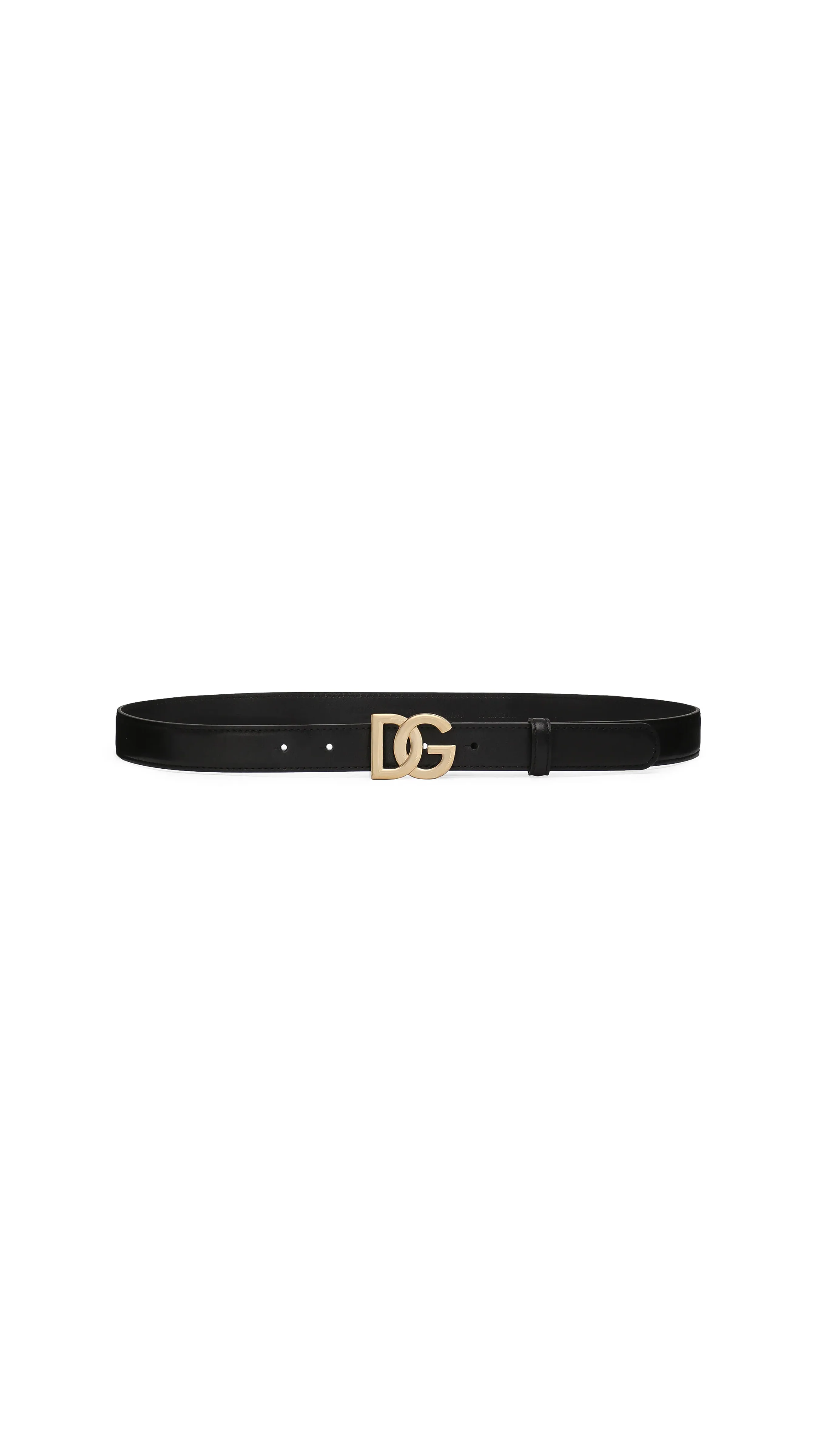 Calfskin belt with DG logo - Black