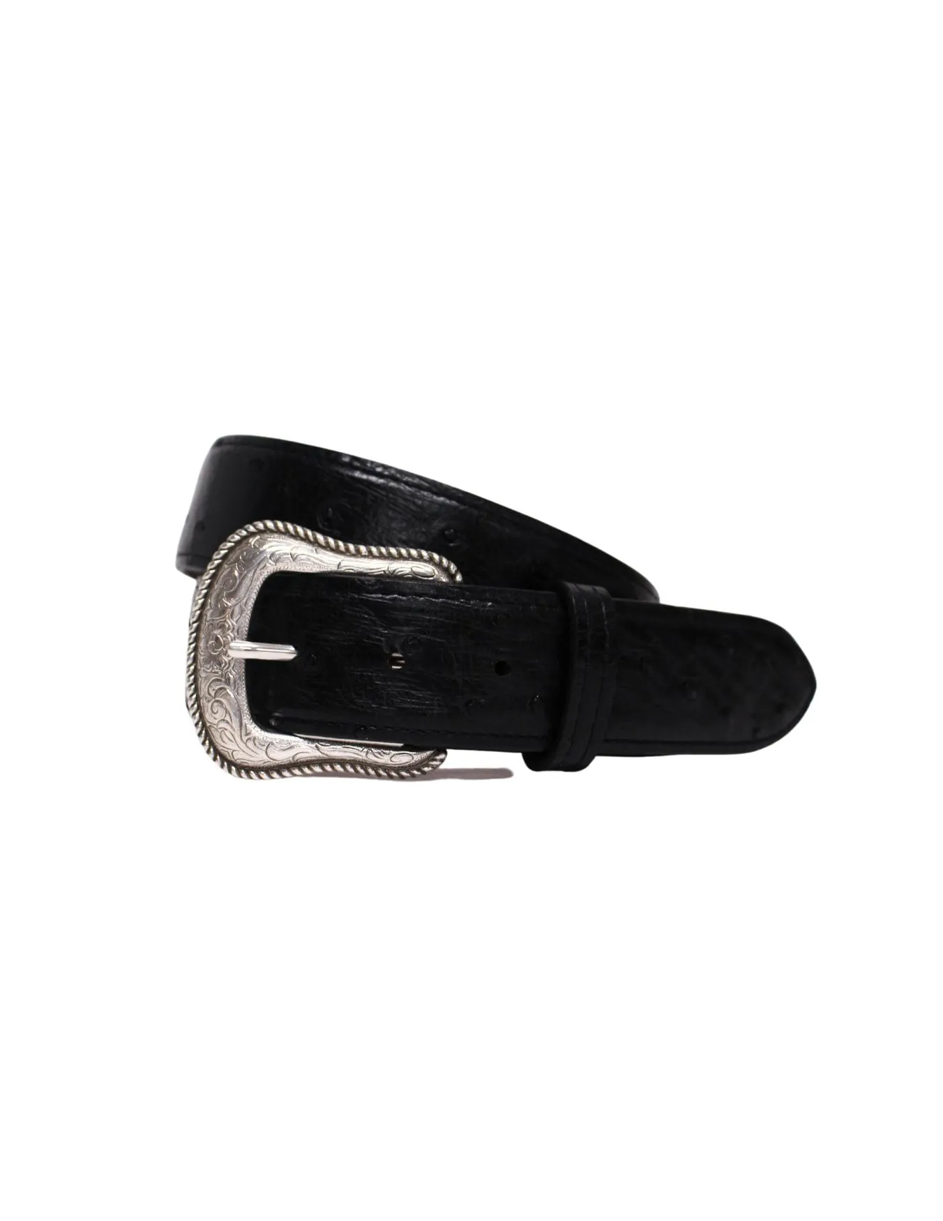 Chacon Mens Black Ostrich 1.5 Belt