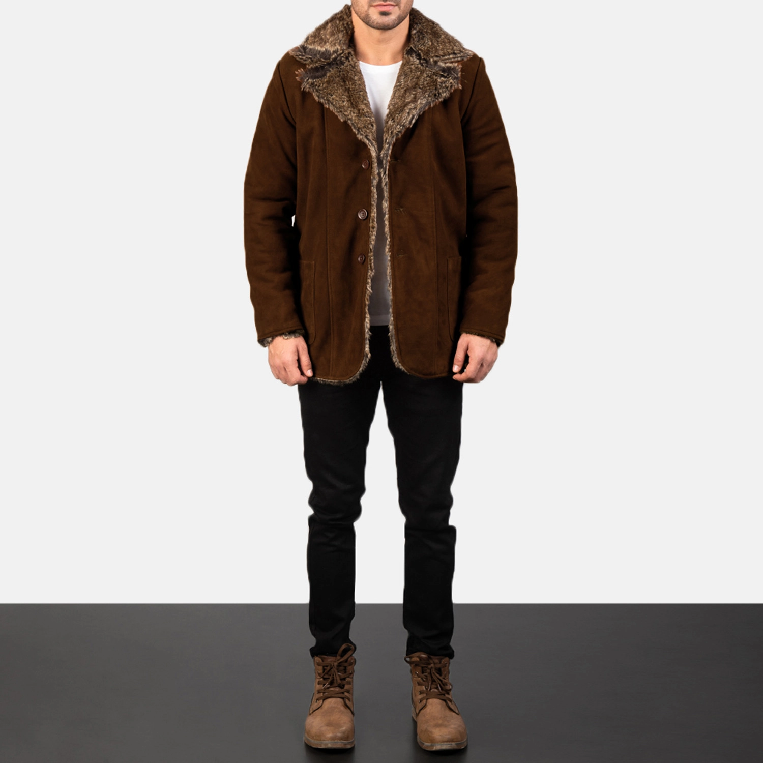 Furlong Brown Suede Leather Coat