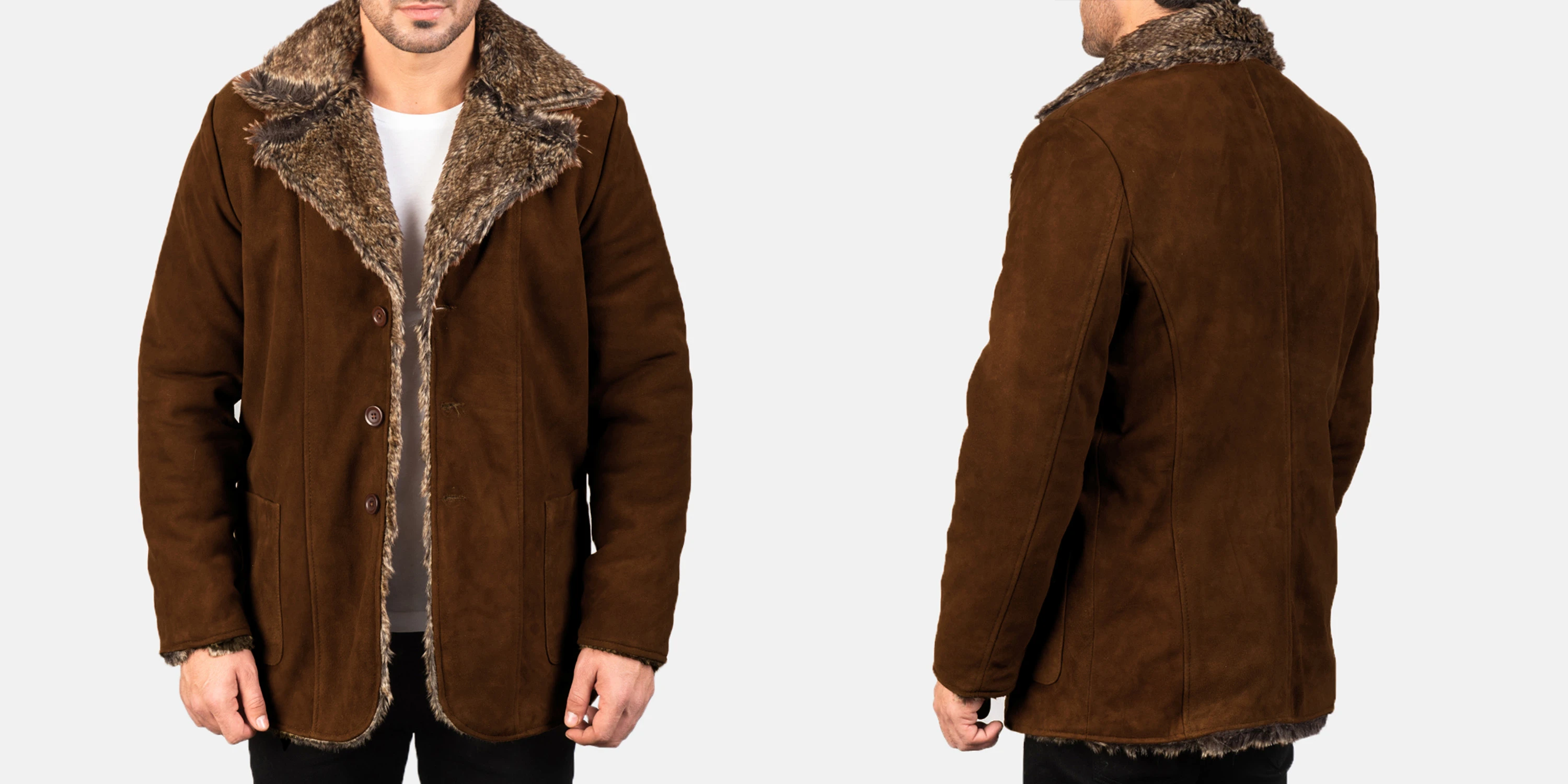 Furlong Brown Suede Leather Coat