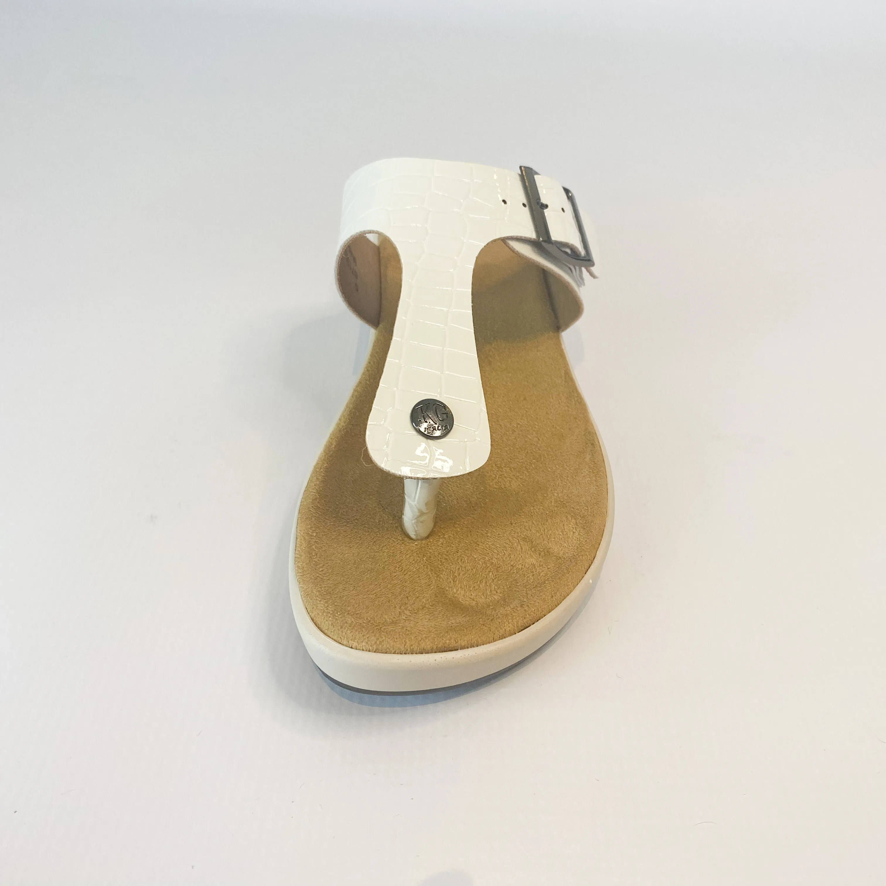 KG white buckle thong sandal