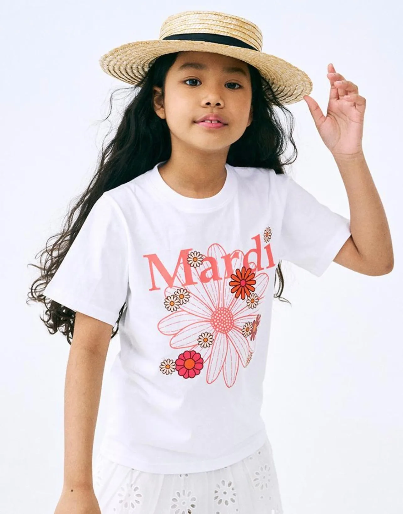 KIDS TSHIRT FLOWERMARDI BLOSSOM WHITE CORAL