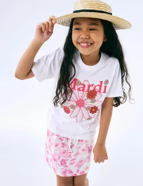 KIDS TSHIRT FLOWERMARDI BLOSSOM WHITE PINK