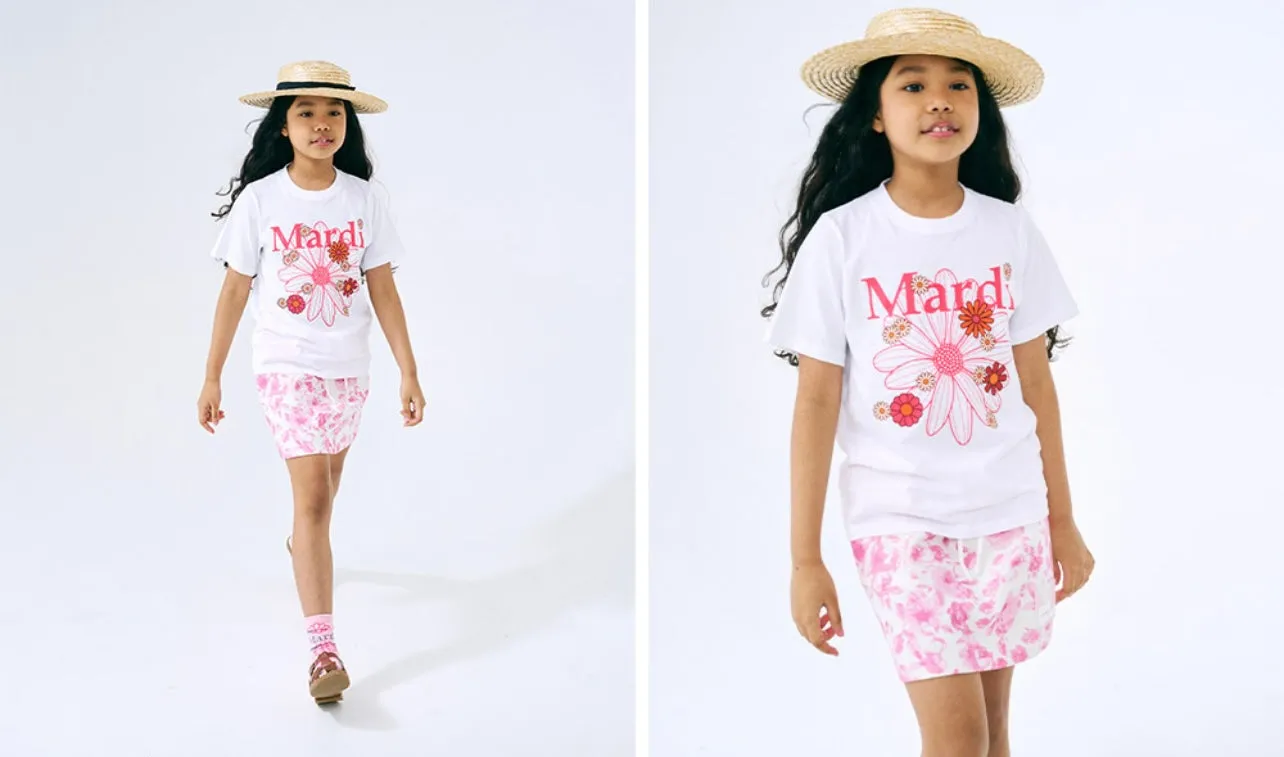 KIDS TSHIRT FLOWERMARDI BLOSSOM WHITE PINK