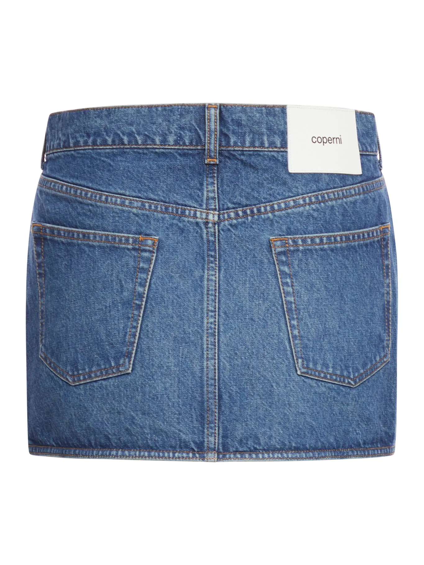 logo-patch denim mini skirt