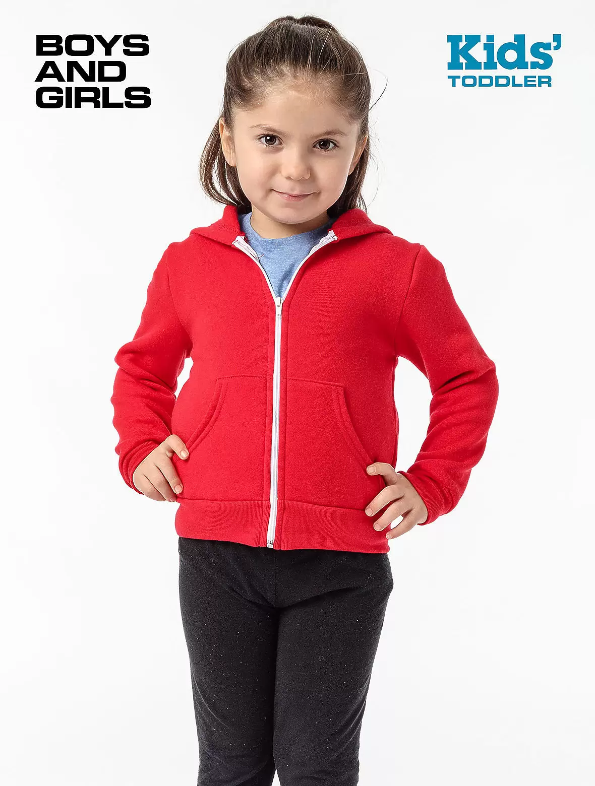 Los Angeles Apparel F1097 Toddler Poly Cotton Zip Blank Hoody SKU: F1097