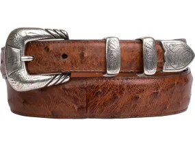 Lucchese Mens Barnwood Pin Ostrich Belt