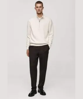 MANGO Medium-knit sweater with zip-up perkins neck