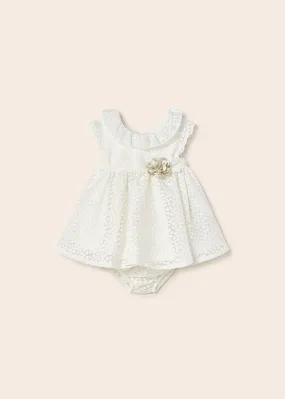 Mayoral Devore dress for newborn girl - Natural