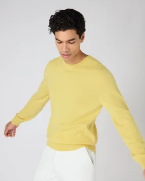 Men's Oxford Round Neck Cashmere Jumper Citrine Yellow