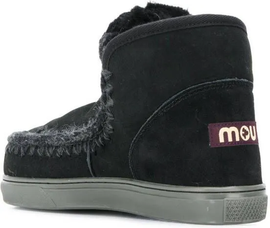 Mou crochet stitch-trim sneaker boots Black