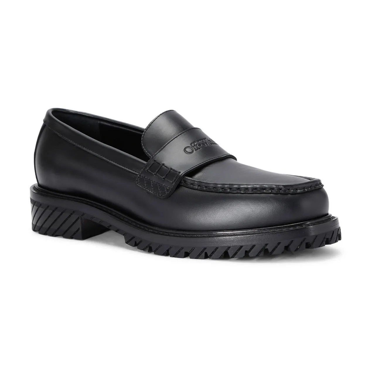 OFF-WHITE Military Leather Loafers - BLACK