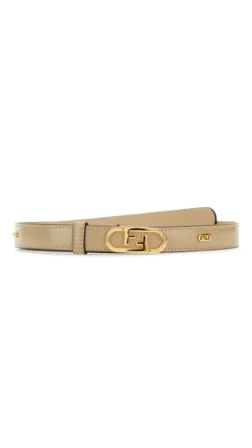 O'Lock Thin Leather Belt - Beige