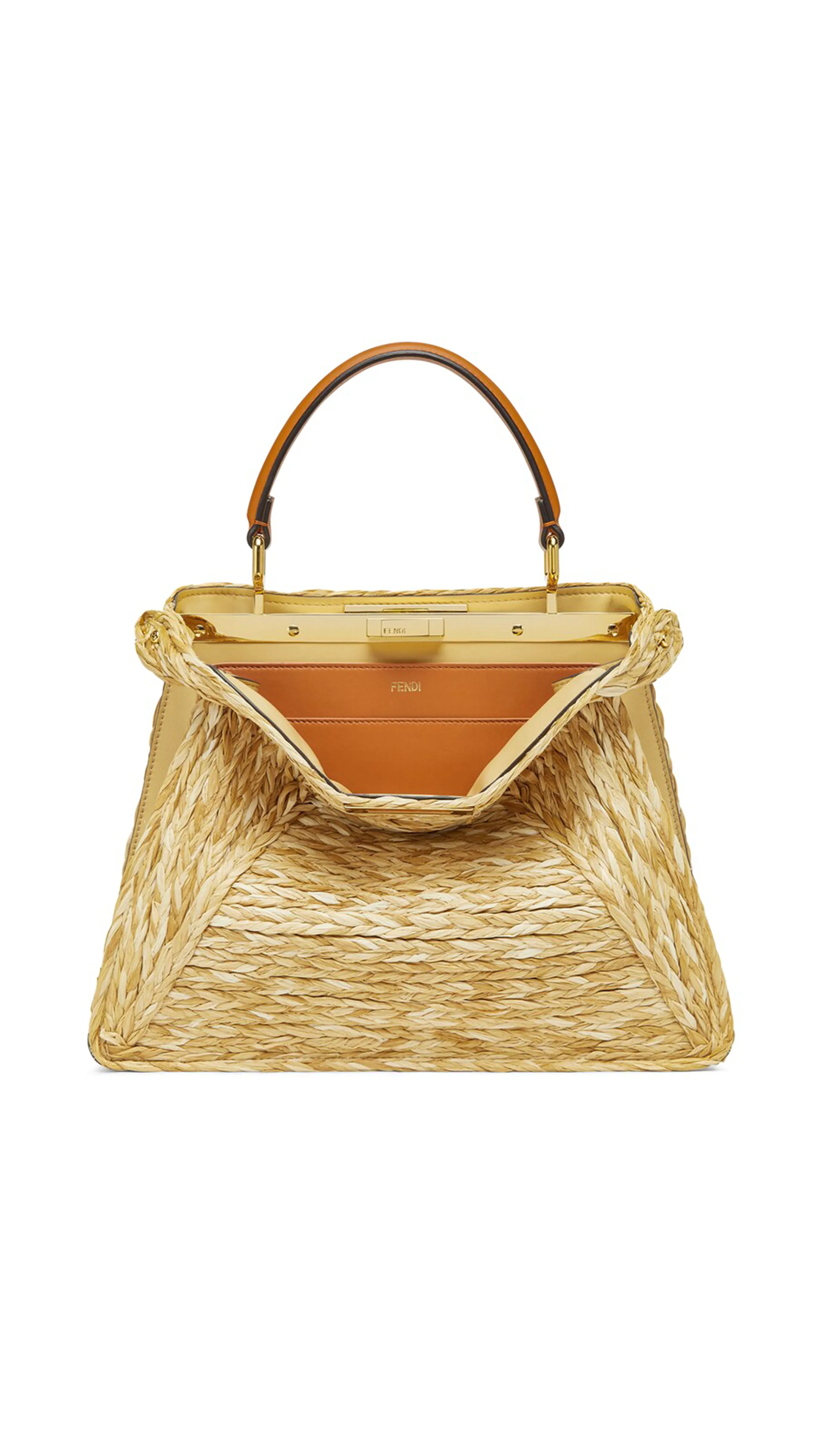 Peekaboo I See U Medium Raffia Bag - Natural