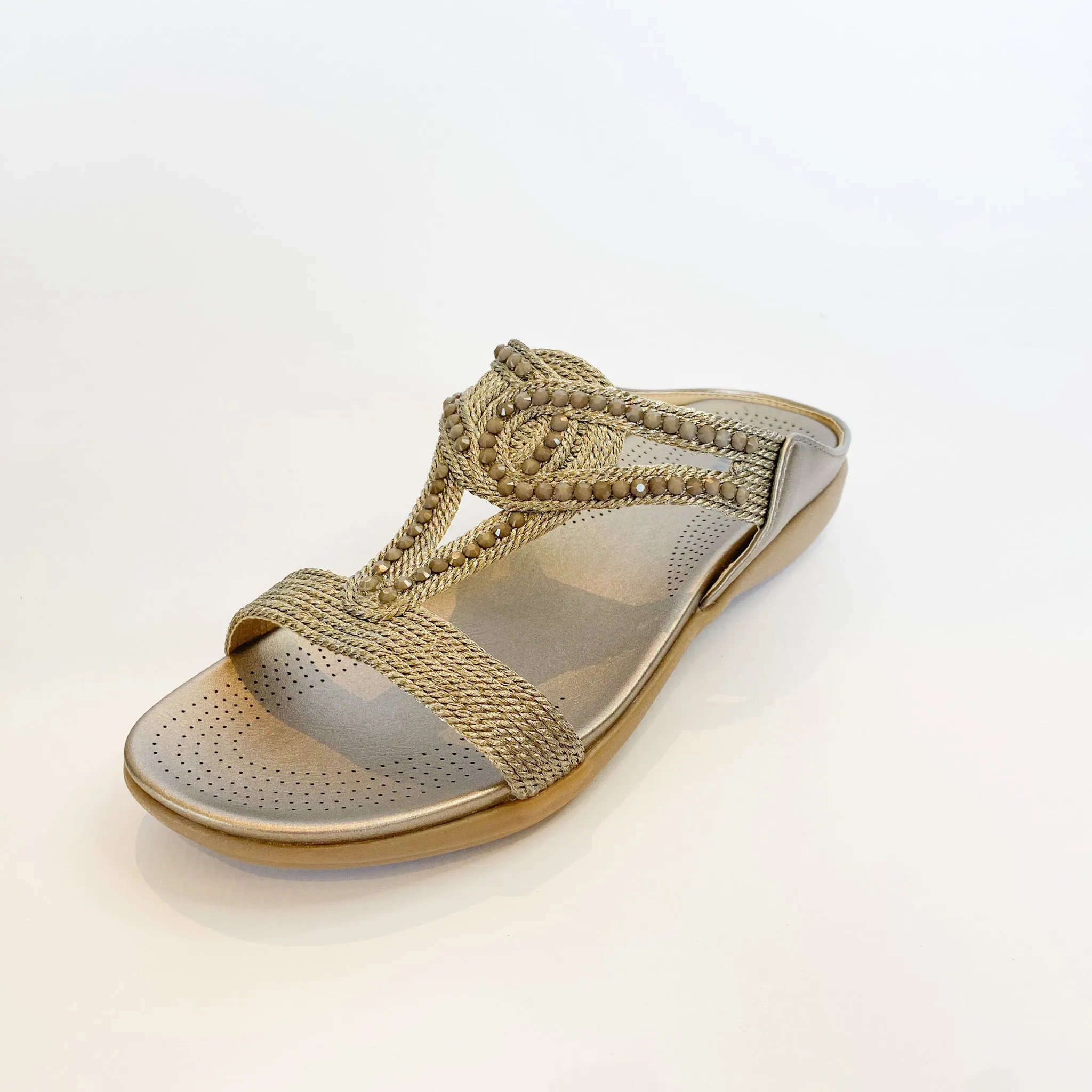 Queue pewter beaded sandal