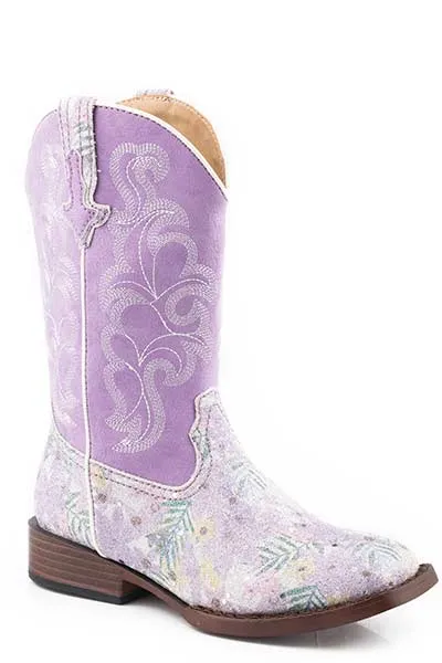 Roper Little Girls Glitter Floral Boots