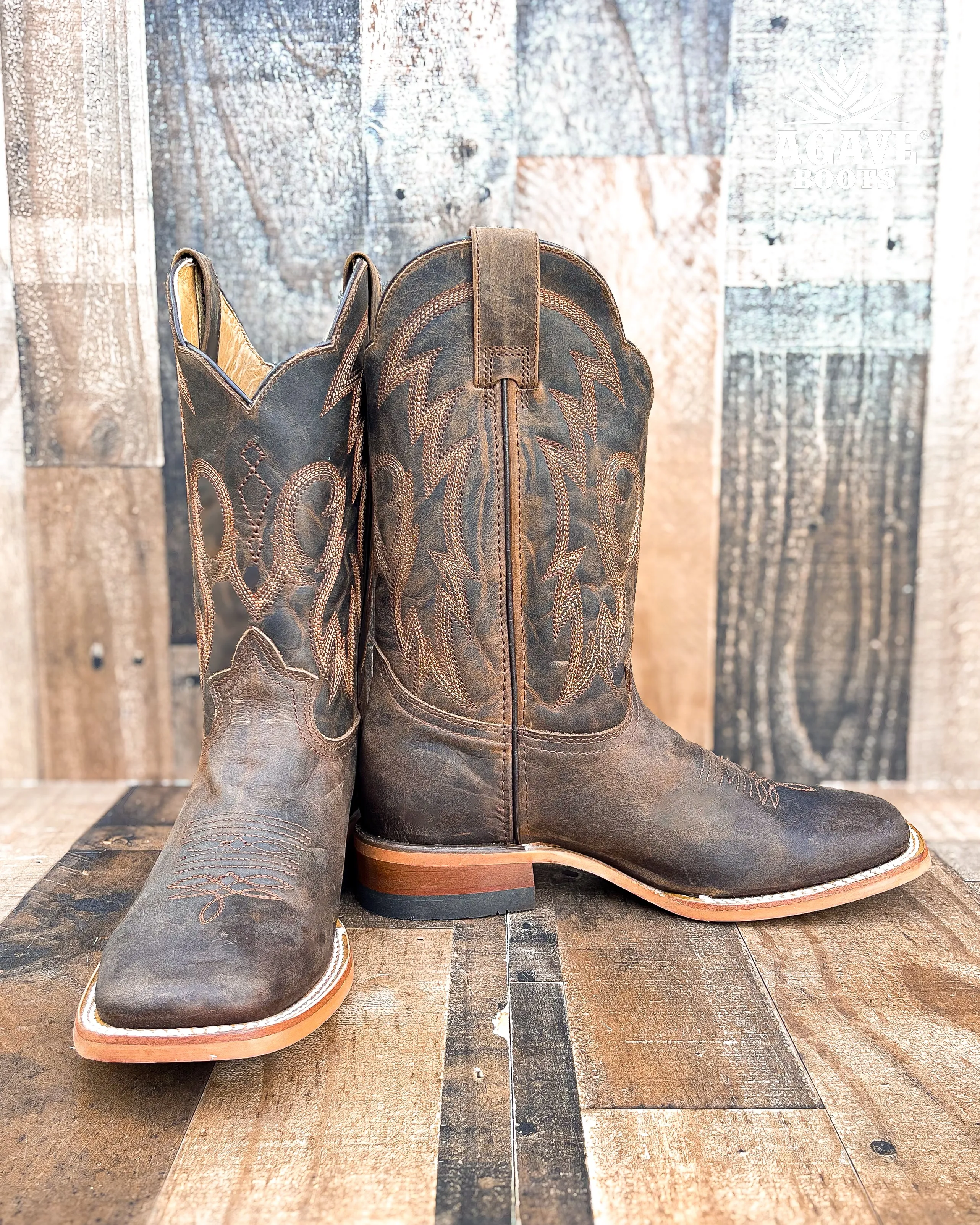 RUSTIC BROWN | MEN SQUARE TOE COWBOY BOOTS