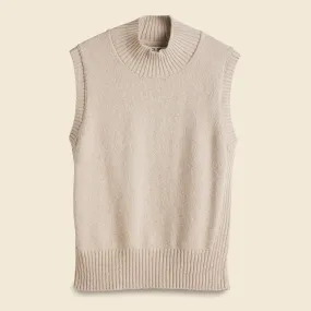 Sleeveless Mock Neck Sweater - Oatmeal