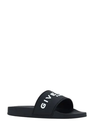 Slide Sandals in Rubber - Black/White