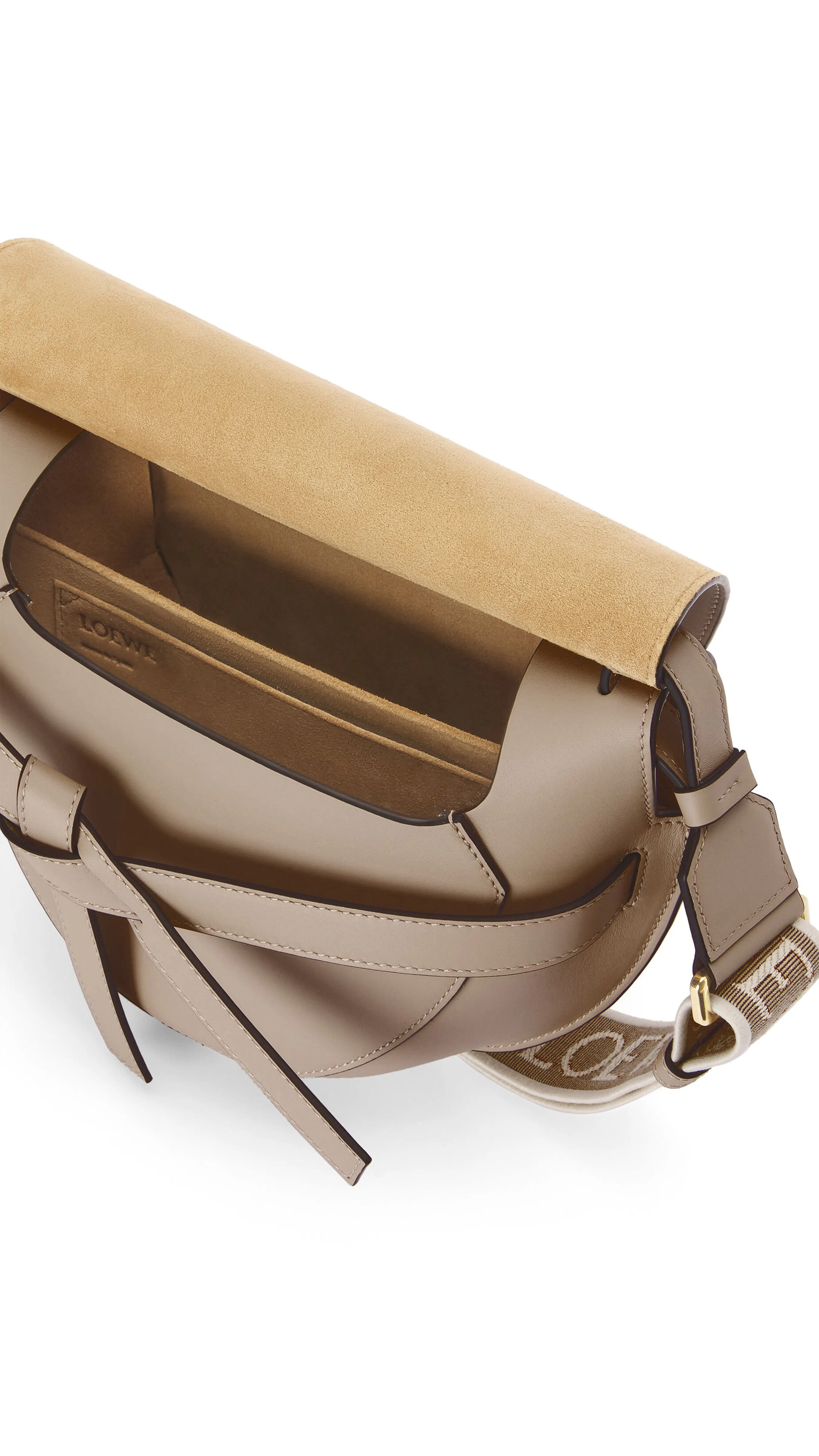 Small Gate Bag in Soft Calfskin and Jacquard - Sand