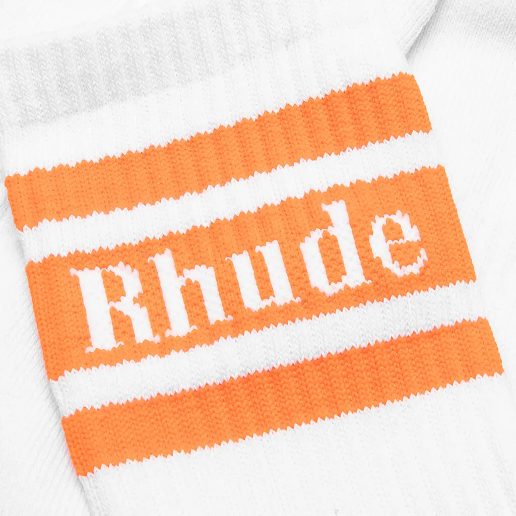 Striped Logo Sock - White/Orange