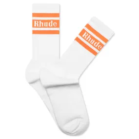 Striped Logo Sock - White/Orange