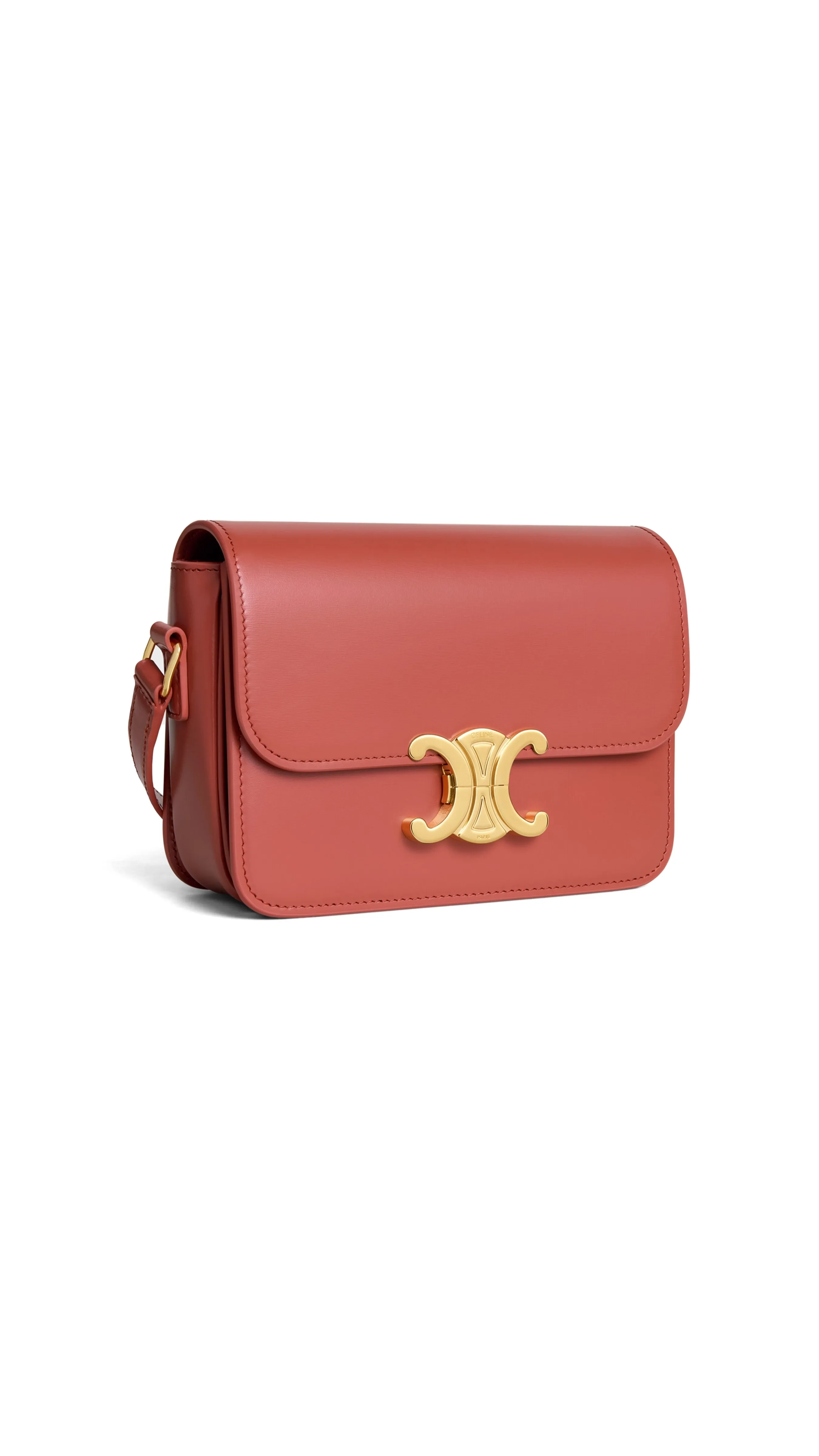 Teen Triomphe Bag in Shiny Calfskin - Red Canyon