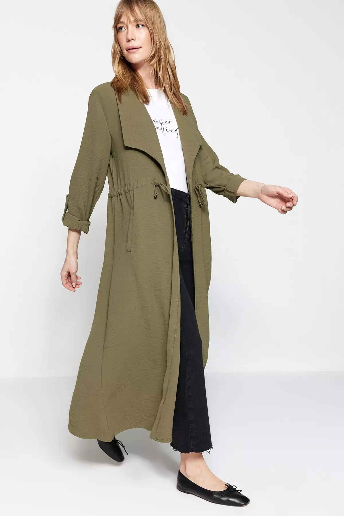 Trendyol Tie Detailed Long Coat