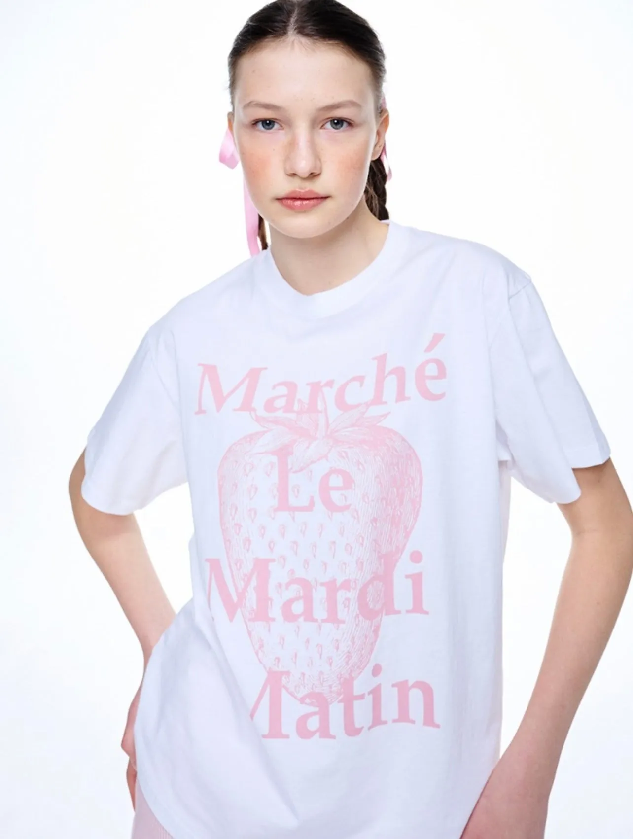 TSHIRT LES FRAISES DE MAISON WHITE PINK