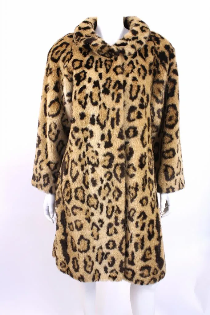 Vintage Faux Leopard Fur Coat