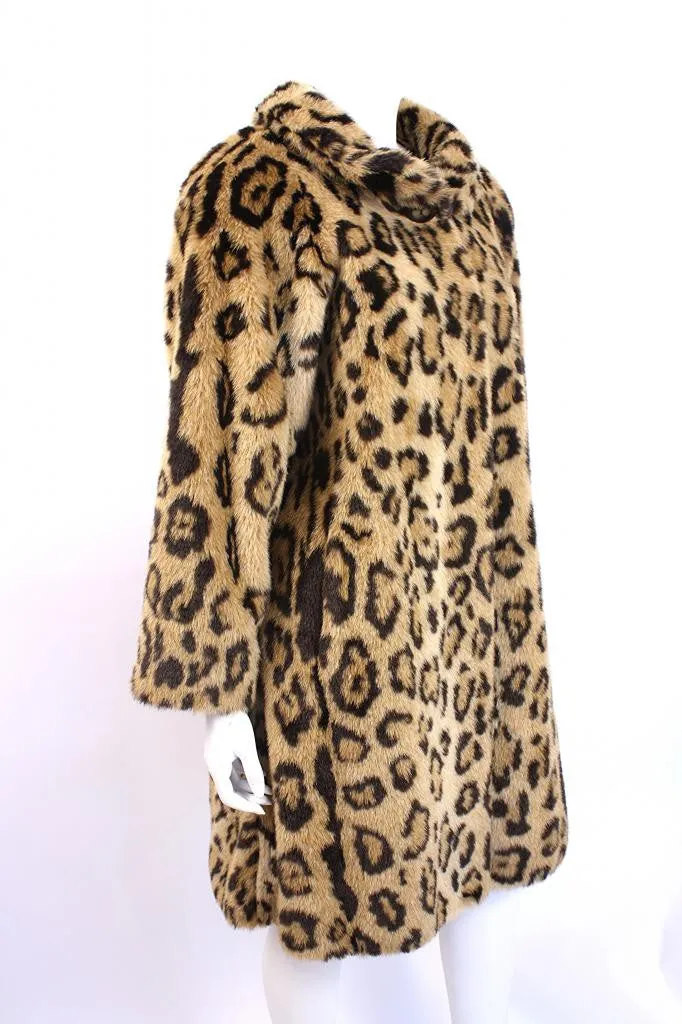 Vintage Faux Leopard Fur Coat