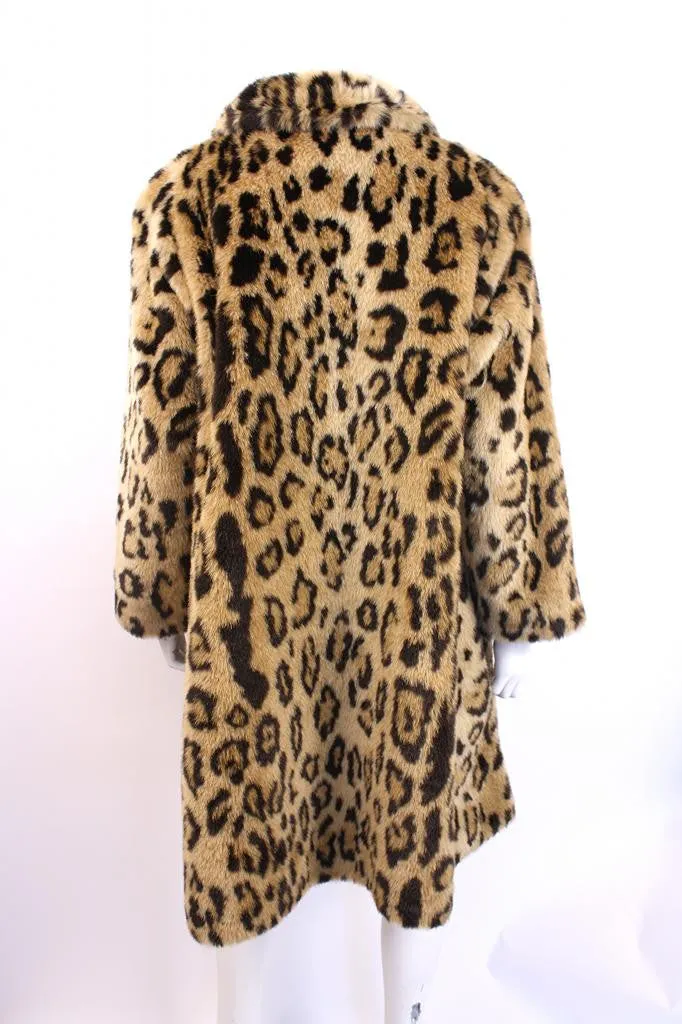 Vintage Faux Leopard Fur Coat