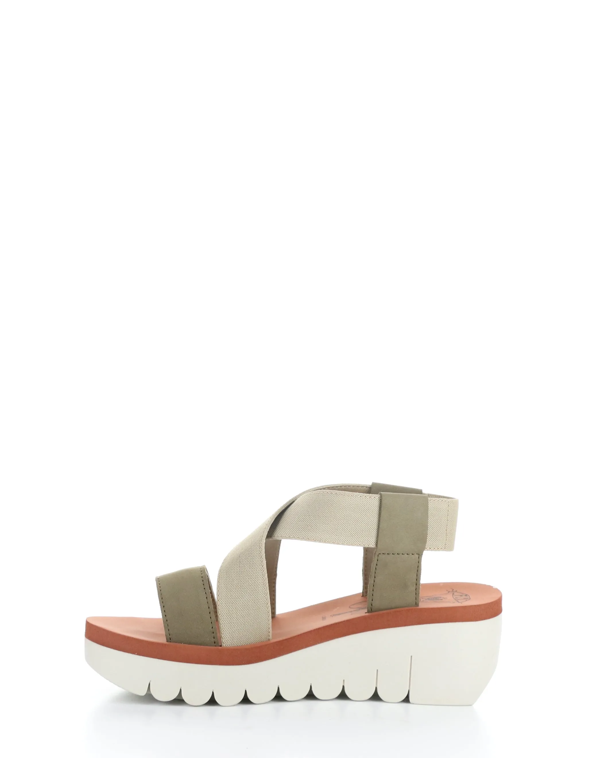 YABI922FLY 011 MILITARY/BEIGE/BRICK Round Toe Sandals